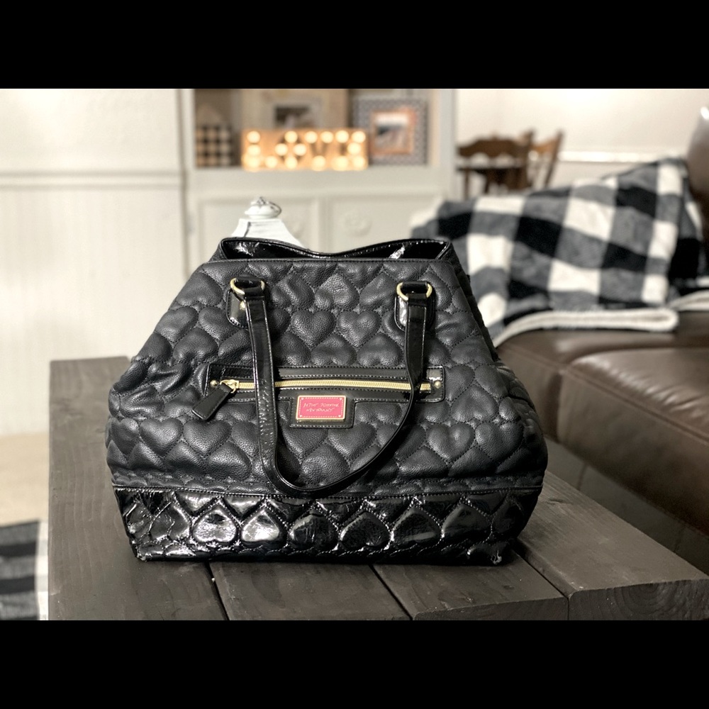 Betsey Johnson Black Hearts Handbag
